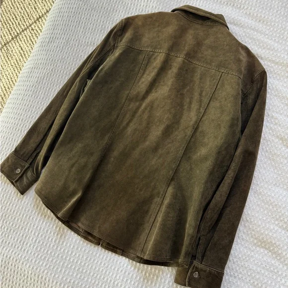 100% suede Jones New York Olive Leather Jacket - Picture 7 of 10